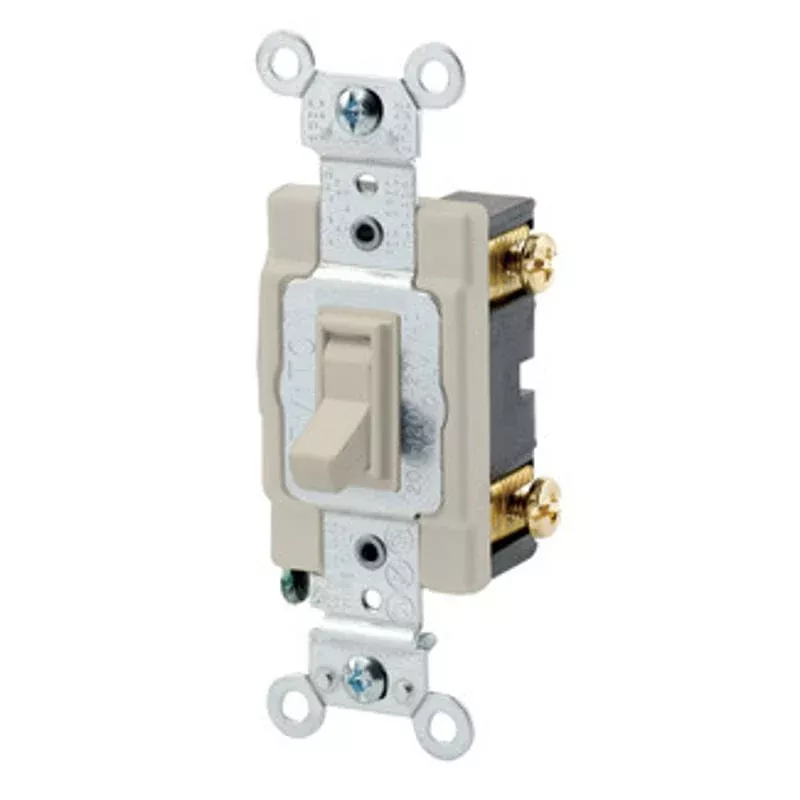 1-Pole Switch, Framed Toggle, 20A, 120/277V, Ivory, Side Wired By Leviton 54521-2I