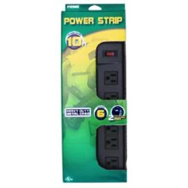 15A, 120V, 1875W, 6 Outlet Power Strip, 10ft Cord By Prime Wire PB801120