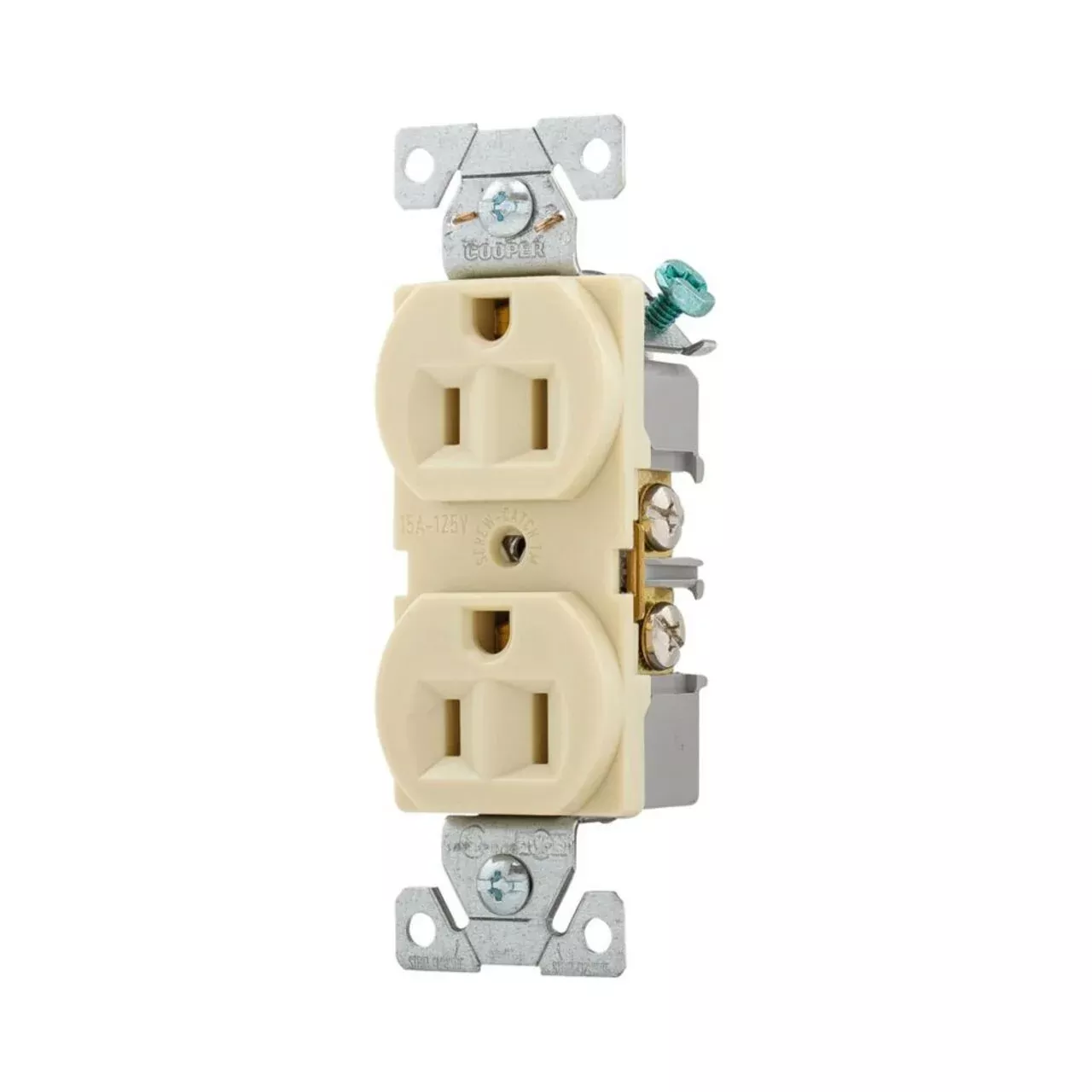 15A Commercial Grade Duplex Receptacle, 5-15R, Ivory By Eaton Arrow Hart BR15V