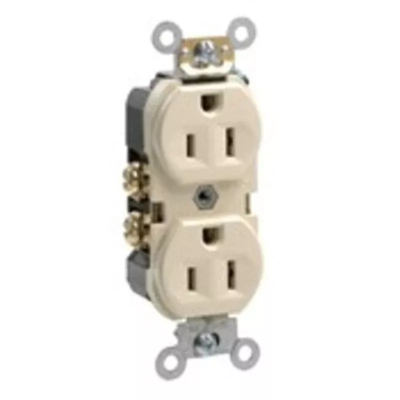 15A Commercial Grade Duplex Receptacle, 5-15R, Light Almond By Leviton BR15-T