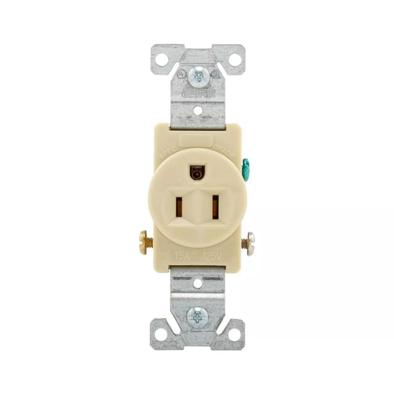 15A Commercial Grade Single Duplex Receptacle, 5-15R, Ivory By Eaton Arrow Hart 817V-BOX