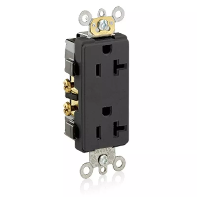 20A Commercial Grade Decora Receptacle, 5-20R, Black By Leviton 16342-E