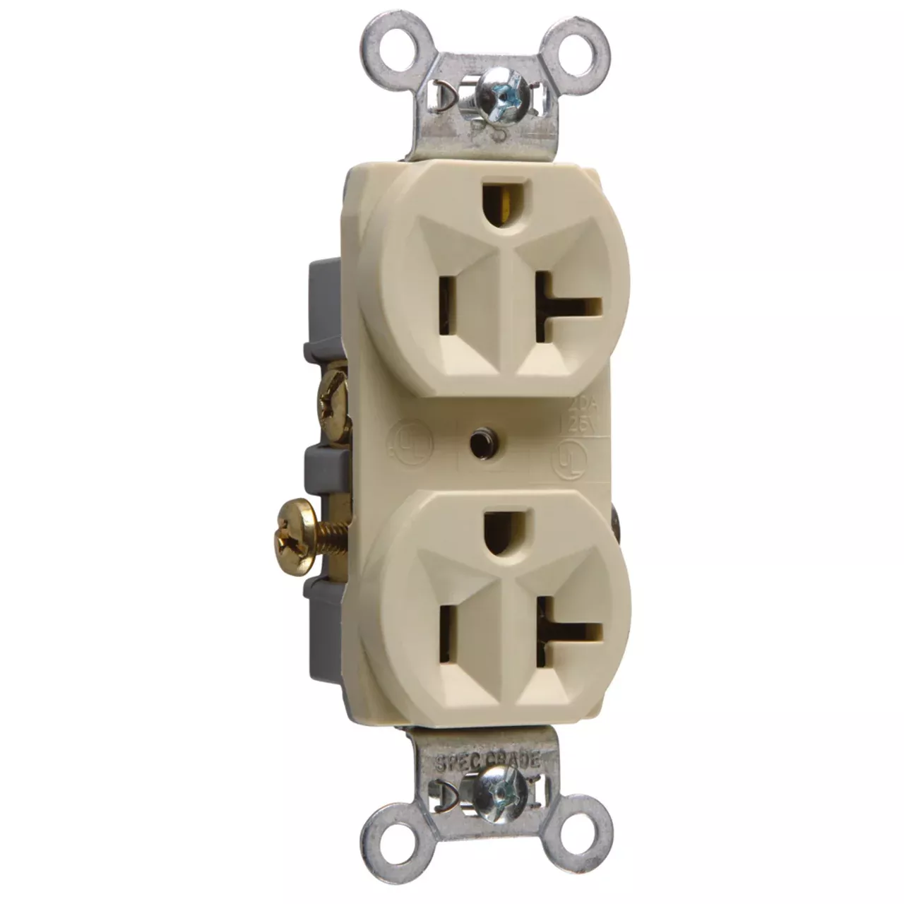 20A Commercial Grade Duplex Receptacle, 5-20R, Ivory By Pass & Seymour CR20-I