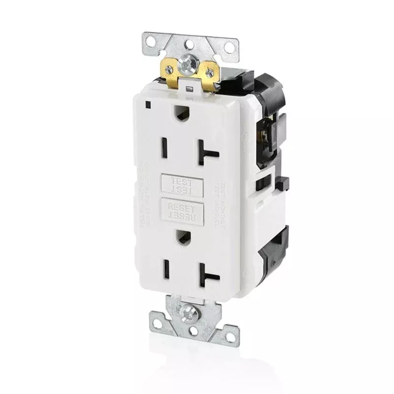 20A GFCI Industrial Grade Decora Receptacle, 5-20R, White By Leviton MGFN2-W
