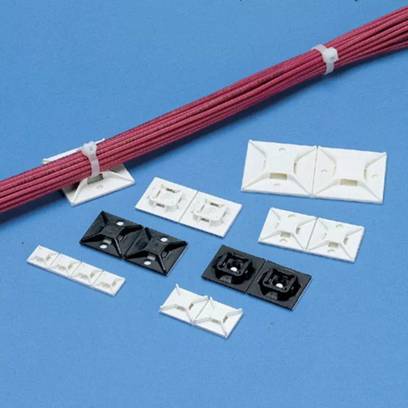 4-way Adhesive Backed Cable Tie Mount, 1.5″x1.5″ Nylon 6.6, White By Panduit ABM3H-A-L