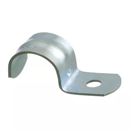 Arlington 346, 2-1/2" Heavy-Duty 1-Hole Rigid/EMT Strap, Snap on Type, Silver, Plated Steel,25 Packs