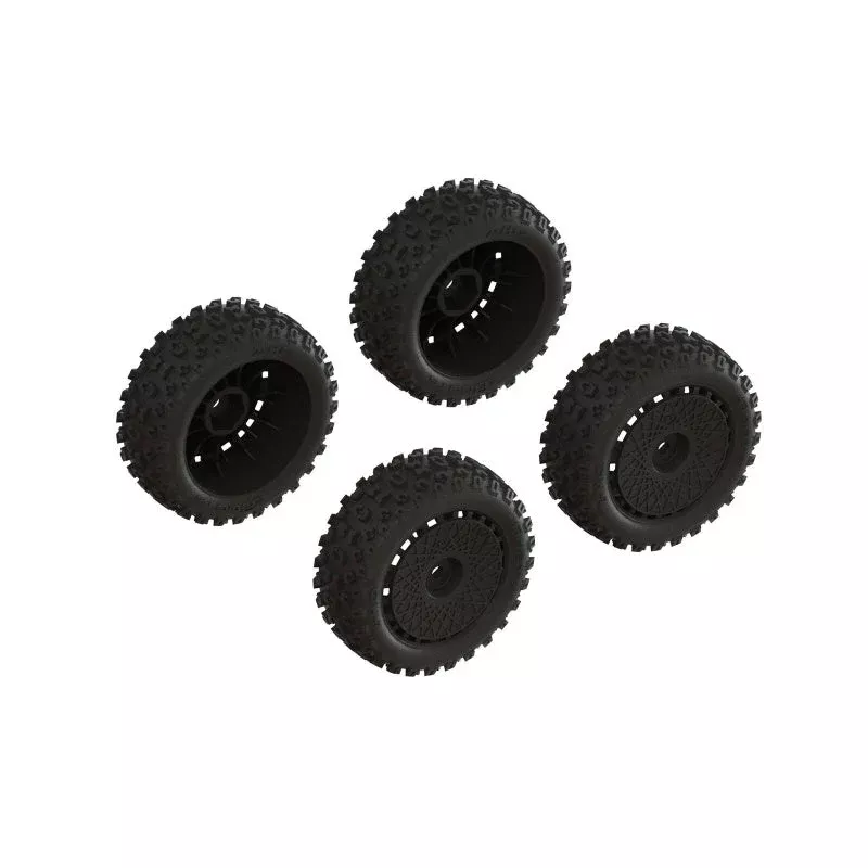 ARRMA ARA550114 dBoots ‘2-HO’ Tire Set Glued (Black) (2 Pairs)