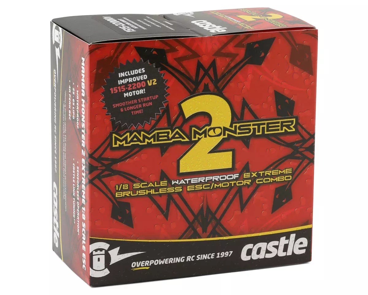 Castle Creations 010-0108-05 Monster 2 1/8 (25V) Waterproof ESC Combo w/1515 V2 Motor (2200kV)