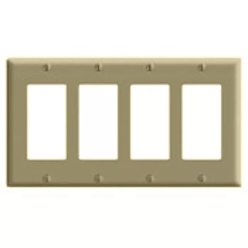 Decora Wallplate, 4-Gang, Nylon, Ivory, Midway By Leviton PJ264-I