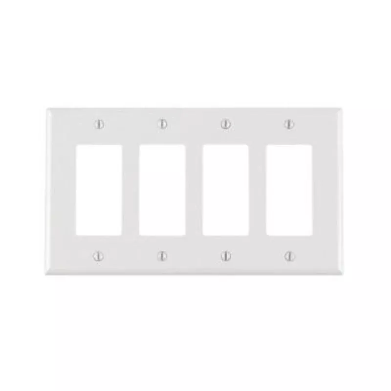 Decora Wallplate, 4-Gang, Nylon, White, Midway By Leviton PJ264-W