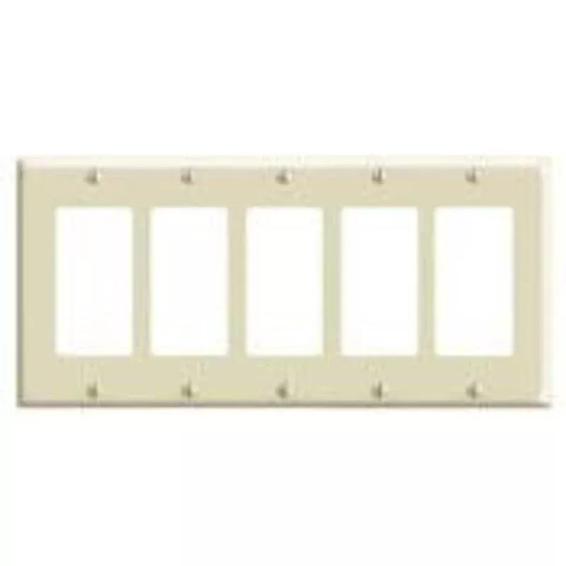 Decora Wallplate, 5-Gang, Thermoset, Ivory By Leviton 80423-I