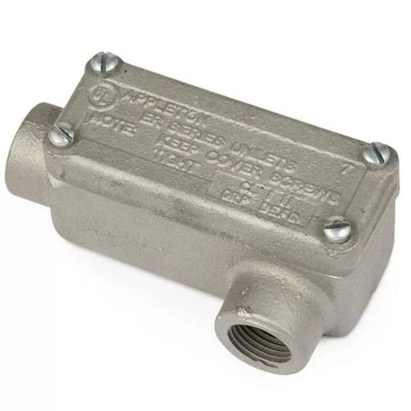 ER Conduit Outlet Box With Cover and Gasket, Type LL, 1/2″ Hubs, Malleable Iron By Appleton ERLL50