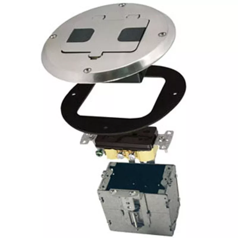 Floor Box, Duplex Receptacle, Cubic”es: 18″, Steel By Hubbell-Raco 6239NI