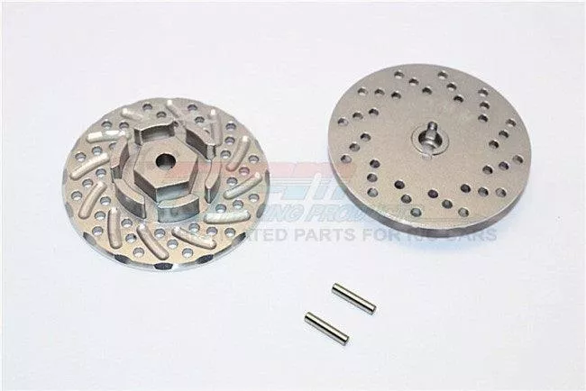 GPM ALUMINUM FRONT/REAR WHEEL HEX CLAW +3MM BRAKE DISK AXIAL SCX10 II GUN SILVER