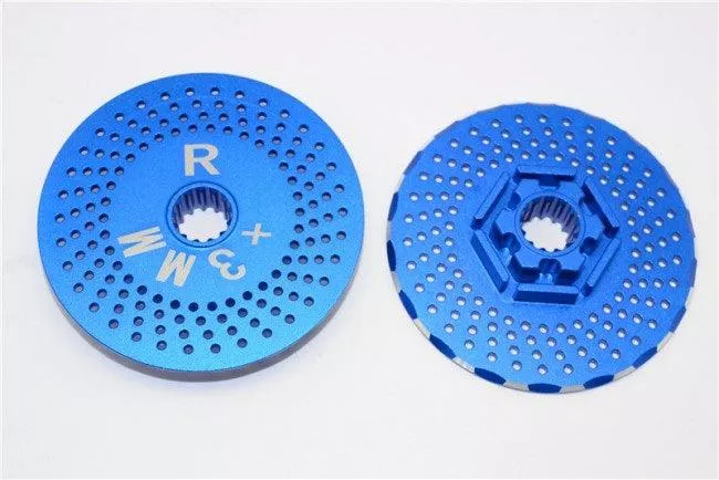 GPM ALUMINUM REAR WHEEL HEX CLAW +3MM WITH BRAKE DISK TRAXXAS X-MAXX 4X4 BLUE