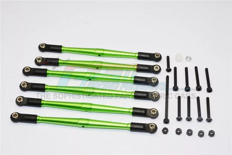 GPM RACING,AXIAL SCX-10 HONCHO ALUMINIUM ADJUSTABLE LINK PARTS FOR 308MM WHEELBASE – 6PCS SET SCX049/308