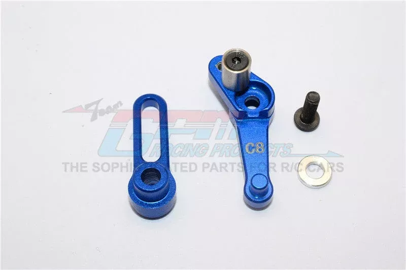 GPM RACING,KYOSHO MOTORCYCLE ALUMINIUM SERVO ARM 25T (C8) & STEERING ARM (C10) - 2PC SET KM025TM26