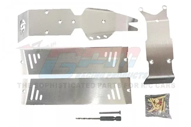 GPM RACING ROADTECH E-REVO BRUSHLESS ACCESSORIES STAINLESS STEEL SKID PLATES FOR FRONT, CENTER, REAR CHASSIS ERZSP1