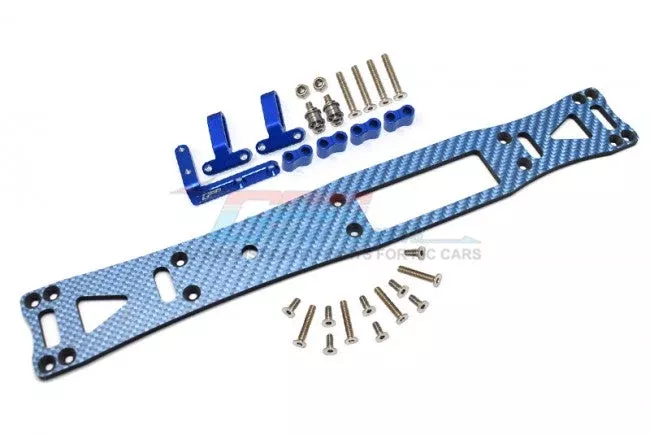 GPM RACING,TAMIYA TA08 PRO CARBON FIBER (BLUE) + ALUMINUM SUB CHASSIS-27PC SET GTA8014B
