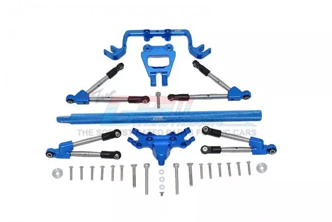 GPM RACING,TRAXXAS HOSS 4X4 VXL ALUMINUM FRONT&REAR TIE RODS WITH STABILIZER +CENTER BRACE BAR&MOUNT -31PC SET HS049FR25