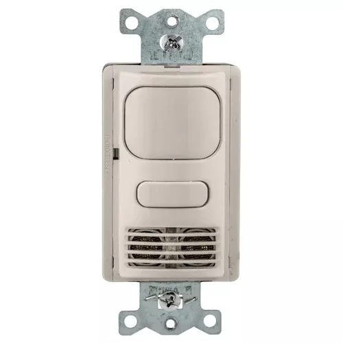 Hubbell AD2001LA1, Wall Switch Vacancy Sensor, Adaptive Dual Technology, 1 Button for Manual Control, 120/277V AC, Light Almond