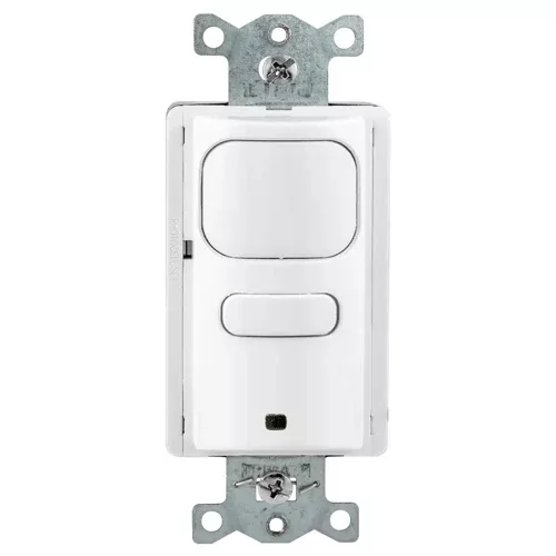 Hubbell AP2001W1, Wall Switch Vacancy Sensor, Adaptive Passive Infrared, Single Circuit, 1 Button for Manual Control, 120/277V AC, White