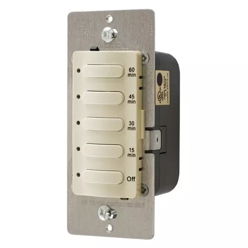 Hubbell DT5060I, Count Down Wall Switch Timer, Single Pole, 60 Minutes Delay Time Out, 120/277V AC, Ivory