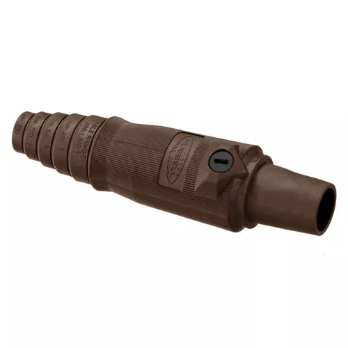 Hubbell HBL400FBN, Series 16 Single Pole, Female Inline Plug, 400A 600V AC/DC, Thermoplastic Elastomer, Cable Size 2/0-4/0 AWG, Brown