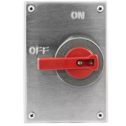 Hubbell HBLDS3SSRC, Stainless Steel Replacement Cover for 30A Square Top Disconnect Switch