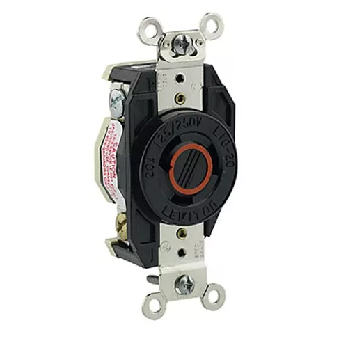 Leviton 2360, Flush Mount Locking Receptacle, Industrial Grade, 20A 125/250V, NEMA L10-20R, 3-Pole, 3-Wire, Non-Grounding, Black