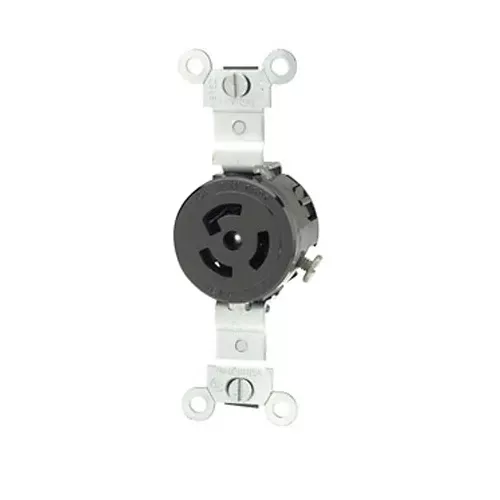 Leviton 4710, Single Locking Receptacle, Industrial Grade, 15A 125V, NEMA L5-15R, 2-Pole, 3-Wire, Grounding, Black