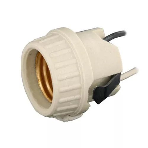 Leviton 8876, Porcelain Incandescent Lampholder, Medium Base, 660W, 250V, With-Brass Screw Shell, 9 Inch Leads, One Black and One White, 18AWG 105C 600V AWM TEW Plastic, Free Ends Stripped 3/4 Inch, 3 Packs