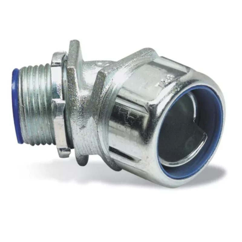 Liquidtight Connector, 45°, 1-1/2″, Insulated, Malleable Iron By Thomas & Betts 5346