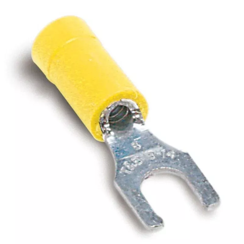 Locking Fork Terminal, Vinyl Insulated, 12-10 AWG, #10 Stud, Yellow By Thomas & Betts 10RC-10FL