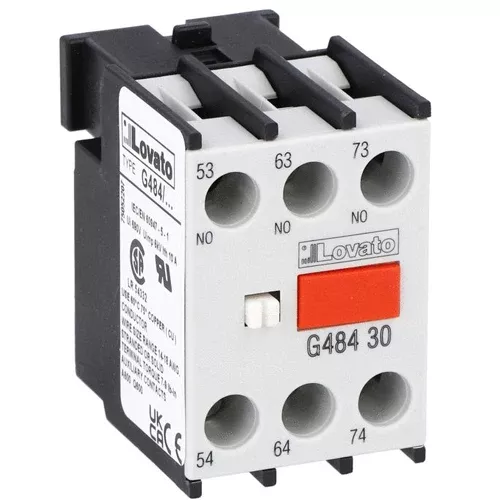 Lovato 11G48430, Auxiliary Contact for Front Centre Mounting, Screw Terminals, For BF... Series Contactors, 3NO
