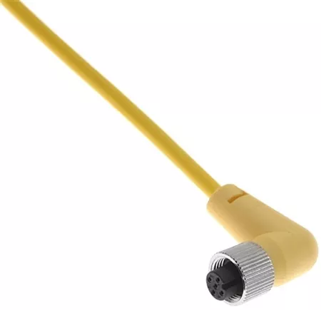 Mencom MDC-2FP-4M-R M12 Cordset, 2 Pole, Female Right Angle, 4 M