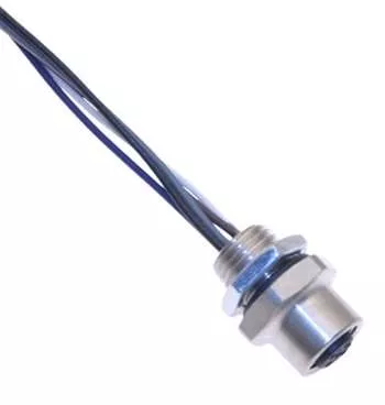 Mencom MDC-3FR-4-18 M12 Receptacle, 3 Pole, Female Straight, 4A, 1/4″ NPT, 18 AWG
