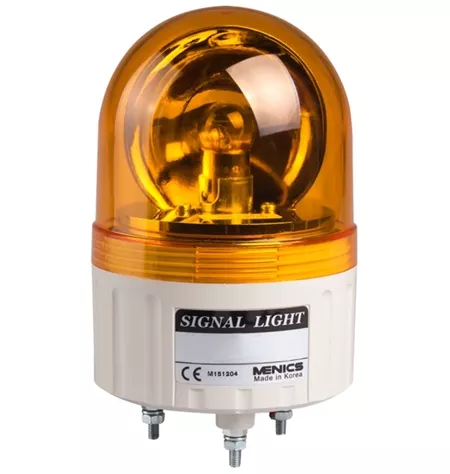 Menics ASGB-FF-Y 86mm Beacon Light, 110-220V, Yellow, Rotating w/ Alarm