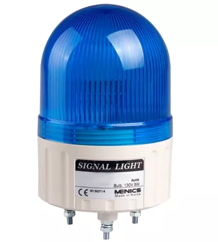 Menics ASGF-10-B 86mm Beacon Light, 110V, Blue, Steady/Flashing