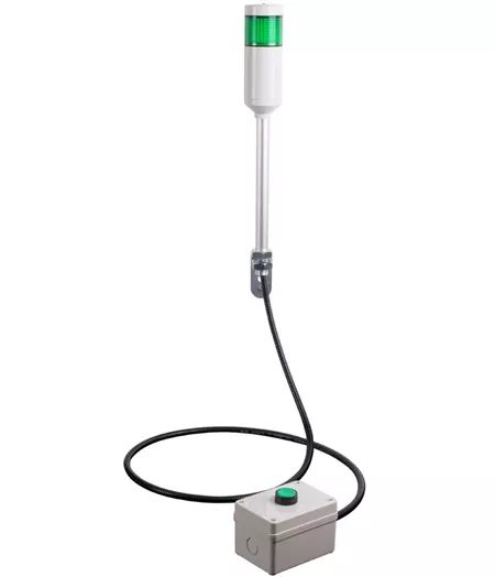Menics ATEPR-10-G 56 mm 1 Stack Andon Tower Light w/ Push Button Control Box, Green, 110V, 10Ft Cable