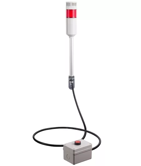 Menics ATEPR-10-R-B 56 mm 1 Stack Tower Light w/ Push Button Control Box, Red, 110V, 10Ft Cable, w/Buzzer