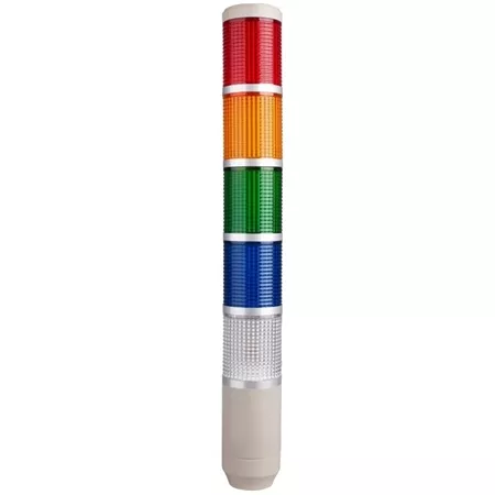 Menics MT5B5CL-RYGBC 5 Stack 56mm Tower Light, Red Yellow Green Blue Clear, 240V