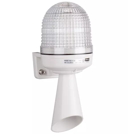 Menics MW86T-RFF-C-S3 86 mm Beacon Light w/ Horn, 90-240V, Clear, 3 Siren, White