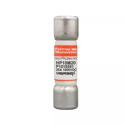 Mersen HP10M20, 1000VDC Midget (10x38mm) Photovoltaic Fuse, 20A, With Ferrule For Clip