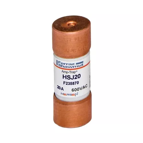 Mersen HSJ20, Class J HSJ High-Speed Fuse, 600VAC/500VDC, 20A, Ferrule Type