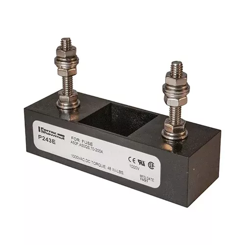 Mersen P243E, P-Block For Semiconductor Fuse, 1-Pole, 200A, 1000VAC/DC, Stud Center to Center: 2.88''