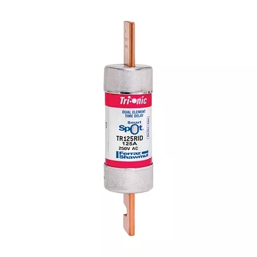 Mersen TR125RID, TR-R 125A Class RK5 Time-Delay Fuse, 250VAC/DC, with SmartSpot Blown Fuse Indicator