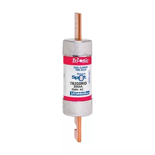 Mersen TR200RID, TR-R 200A Class RK5 Time-Delay Fuse, 250VAC/DC, with SmartSpot Blown Fuse Indicator