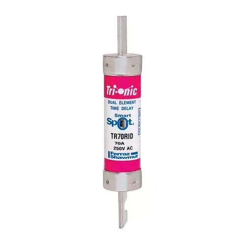 Mersen TR70RID, TR-R 70A Class RK5 Time-Delay Fuse, 250VAC/DC, with SmartSpot Blown Fuse Indicator