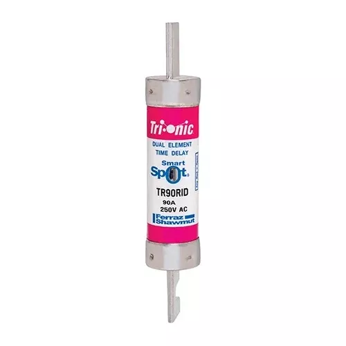 Mersen TR90RID, TR-R 90A Class RK5 Time-Delay Fuse, 250VAC/DC, with SmartSpot Blown Fuse Indicator